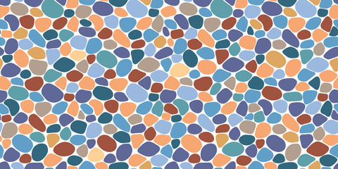 Pebble seamless backdrop vector illustration. Cute summer repeated background. Paving, shingle beaches template wallpaper print for interior designs, beauty, wrapping paper. Doodle sea stones pattern.