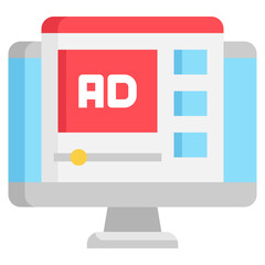 VIDEO ADS flat icon