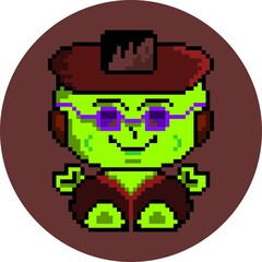 cute baby frog character style  pixel art design 