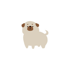 cute pug dog, flat vector illustration cartoon design isolated