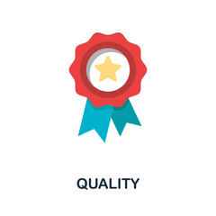 Quality flat icon. Colored element sign from company value collection. Flat Quality icon sign for web design, infographics and more.