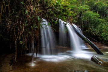 The magic of Huai Hoi Waterfall In the middle of the autumn forest in a valley in Chiang Mai