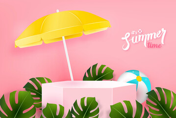 Summer background 3D vector illustration stage podium for product display © Atstock Productions