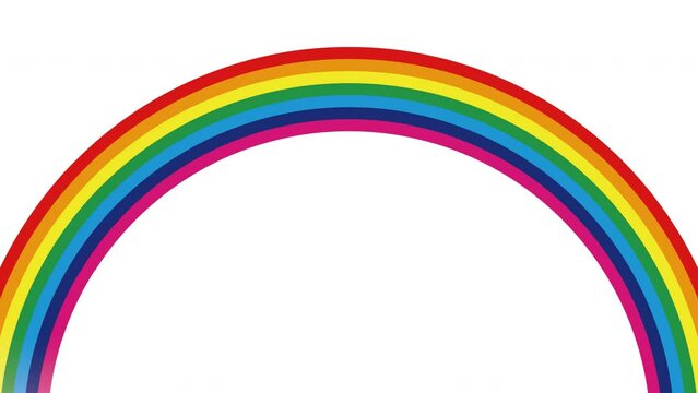 画面に虹が描かれるシンプルなアニメーション動画
