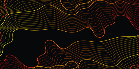 Black background and waves of colored lines