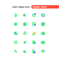 User Apps icons glyph color style for any purpose and website
