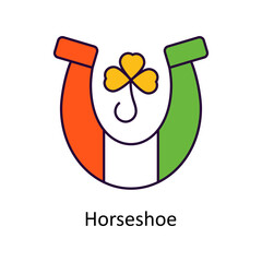 Horseshoe Vector Filled Outline Icon Design illustration. St Patrick's Day Symbol on White background EPS 10 File
