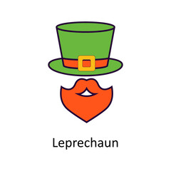 Leprechaun Vector Filled Outline Icon Design illustration. St Patrick's Day Symbol on White background EPS 10 File