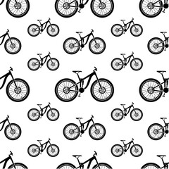 Bike. Seamless pattern with bicycle parts for print, web design. Vector image. 