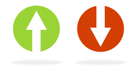 Pfeil Icons grün rot: Hoch und runter