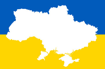 ukraine map silhouette with country colors
