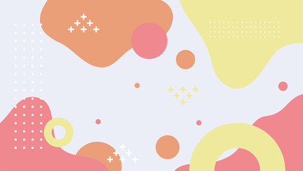 Abstract colorful Memphis flat geometric shapes background. Abstract composition with lines square dot triangle circle and wavy flat style. Design for poster, presentation, card, cover, banner.