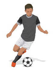 Fototapeta na wymiar Football player in action on illustration graphic vector