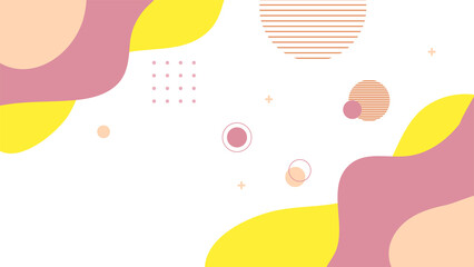 Abstract colorful Memphis flat geometric shapes background. Abstract composition with lines square dot triangle circle and wavy flat style. Design for poster, presentation, card, cover, banner.