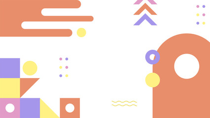 Abstract colorful Memphis flat geometric shapes background. Abstract composition with lines square dot triangle circle and wavy flat style. Design for poster, presentation, card, cover, banner.
