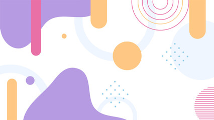 Abstract colorful Memphis flat geometric shapes background. Abstract composition with lines square dot triangle circle and wavy flat style. Design for poster, presentation, card, cover, banner.