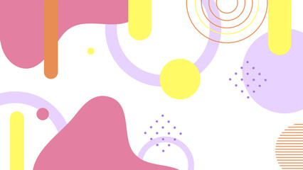 Abstract colorful Memphis flat geometric shapes background. Abstract composition with lines square dot triangle circle and wavy flat style. Design for poster, presentation, card, cover, banner.