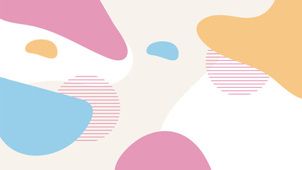 Abstract colorful Memphis flat geometric shapes background. Abstract composition with lines square dot triangle circle and wavy flat style. Design for poster, presentation, card, cover, banner.