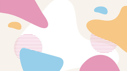 Abstract colorful Memphis flat geometric shapes background. Abstract composition with lines square dot triangle circle and wavy flat style. Design for poster, presentation, card, cover, banner.