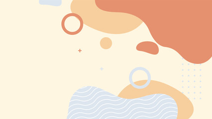 Abstract colorful Memphis flat geometric shapes background. Abstract composition with lines square dot triangle circle and wavy flat style. Design for poster, presentation, card, cover, banner.