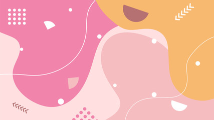 Abstract colorful Memphis flat geometric shapes background. Abstract composition with lines square dot triangle circle and wavy flat style. Design for poster, presentation, card, cover, banner.