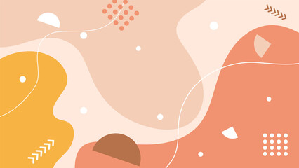 Abstract colorful Memphis flat geometric shapes background. Abstract composition with lines square dot triangle circle and wavy flat style. Design for poster, presentation, card, cover, banner.