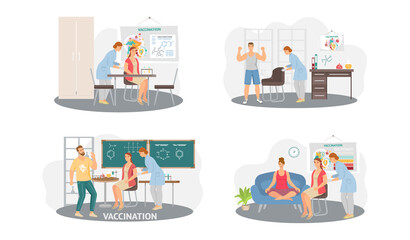 Antivirus vaccine. Scientists conducting scientific researches, laboratory assistants test tubes working in medical lab researchers making chemical experiments test liquids and equipment. Virus in lab