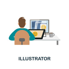 Illustrator flat icon. Colored element sign from creative professions collection. Flat Illustrator icon sign for web design, infographics and more.