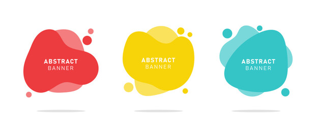 Set of modern flat abstract liquid blob banner