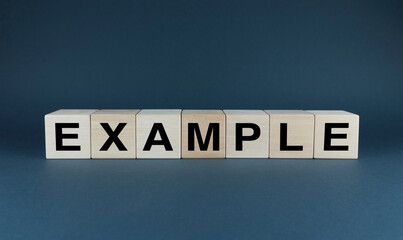 Example. The cubes form the words Example.