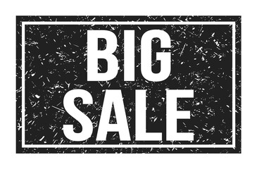 BIG SALE, words on black rectangle stamp sign