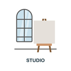 Studio flat icon. Colored element sign from creative professions collection. Flat Studio icon sign for web design, infographics and more.