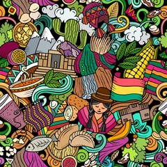 Fotobehang Cartoon doodles Bolivia seamless pattern. © balabolka