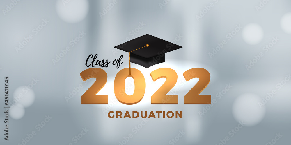 Wall mural Class of 2022 graduation party banner for congratulation graduates with elegant white background - Wall murals