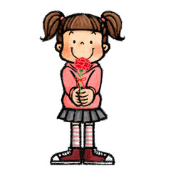 母の日　カーネーションを持つ子供