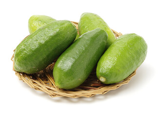 long green lemon sliced on white background
