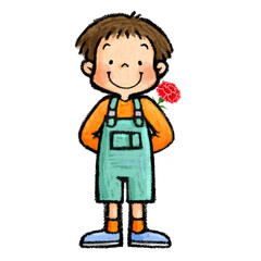 母の日　カーネーションを持つ子供