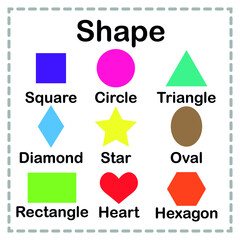 Shape chart vector image. shape  flash card.