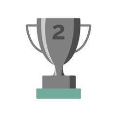 Trophy cup, silver award colored line icon. Isolated on white background. Flat style simple second place symbol, sign for: illustration, logo, mobile, app, design, web, dev, ui, gui. Vector EPS 10