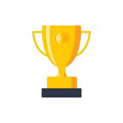 Trophy cup, gold award colored line icon. Isolated on white background. Flat style simple first place symbol, sign used for: illustration, logo, mobile, app, design, web, dev, ui, gui. Vector EPS 10