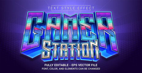 Gamer Station Text Style Effect. Editable Graphic Text Template.