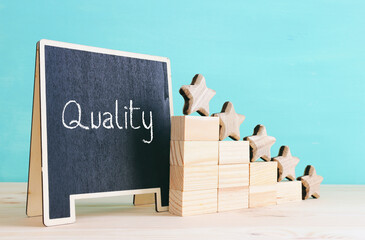 concept image of setting a five star goal. increase rating or ranking, evaluation and...