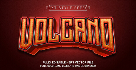 Red Volcano Text Style Effect. Editable Graphic Text Template.