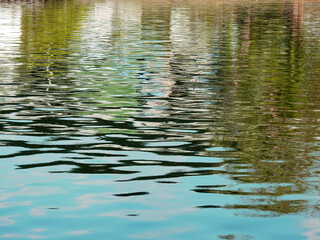 abstract water reflection of city