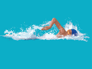 Freestyle Swimming Stroke in illustration graphic vector
