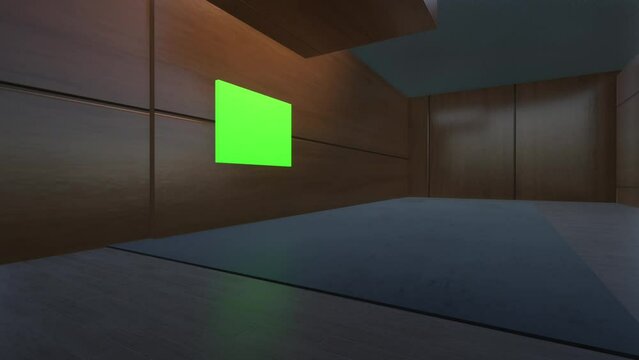 virtual studio background green chroma 3d illustration