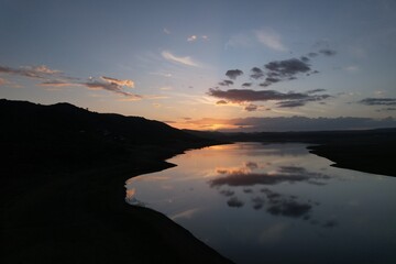 Fototapeta premium sunset on lake