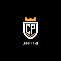 Initial CP logo with shield, esport gaming logo monogram style © Abdul