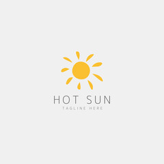 Tropical hot sun silhouette. Summer holiday logo concept in hot countries. Hand drawn icon in minimalism style. Vector illustration.