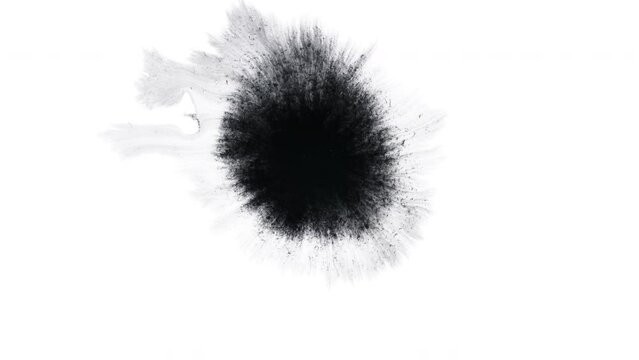 ink drop on real watercolor paper.  for ink reveal animation effects or masking. real black indian ink aquarelle